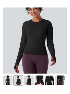 Halara Push-up long sleeve yoga sports top in black size XL NWT